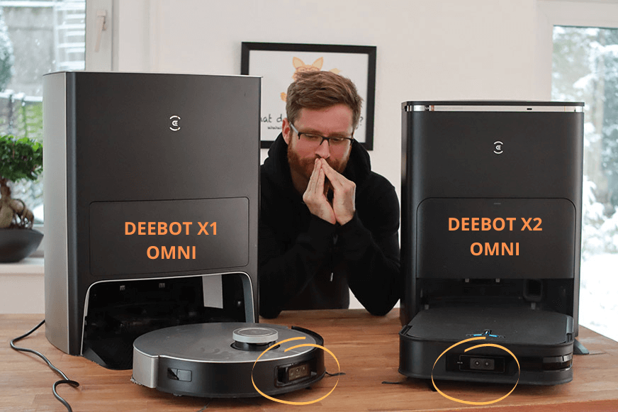 Die Hinderniserkennung-Technologie des ECOVACS DEEBOT X2 OMNI und des X1 OMNI sind zu sehen.